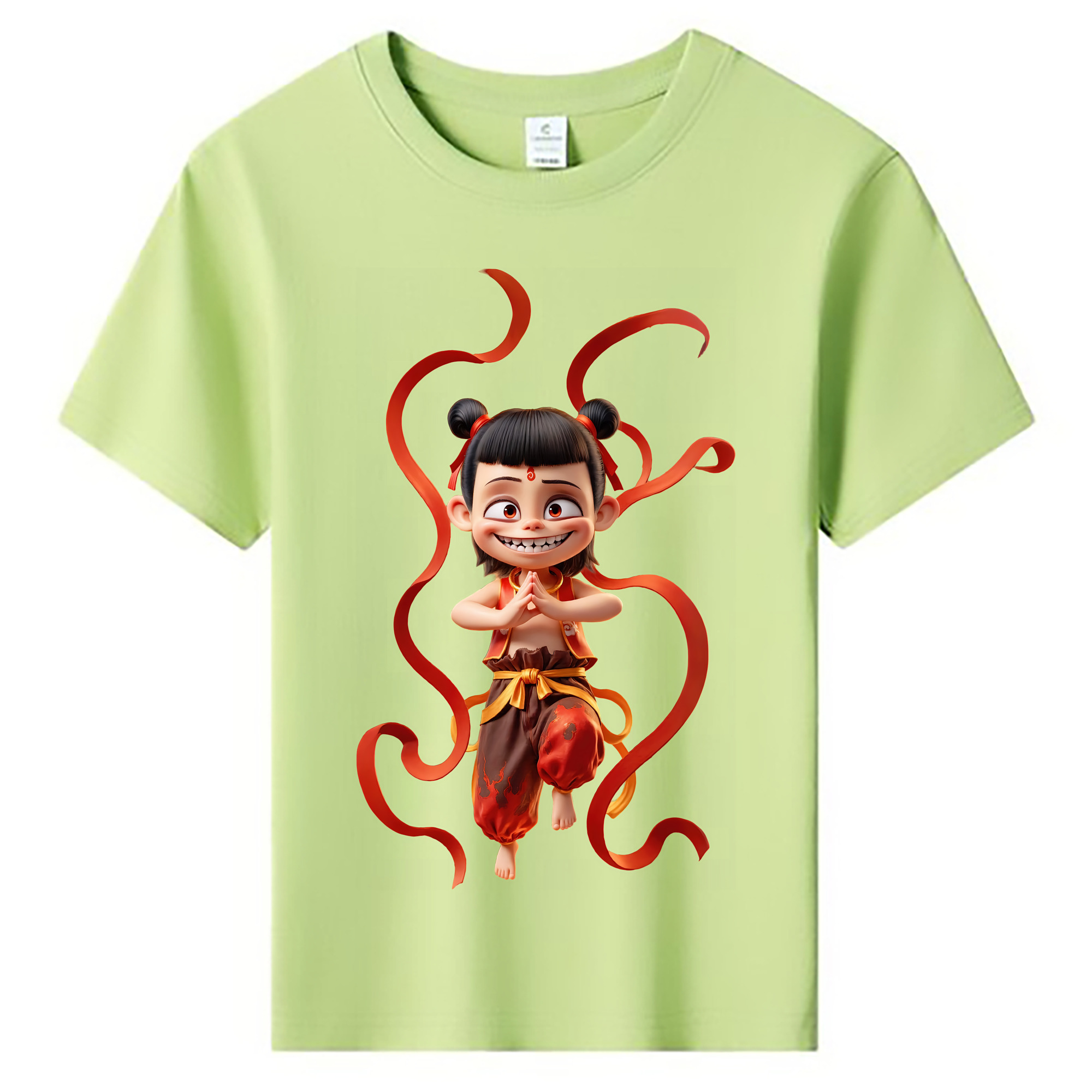 （画像用） Ne Zha 2 ナタ 魔童の大暴れ 綿100％キッズTシャツ（フロントプリント）